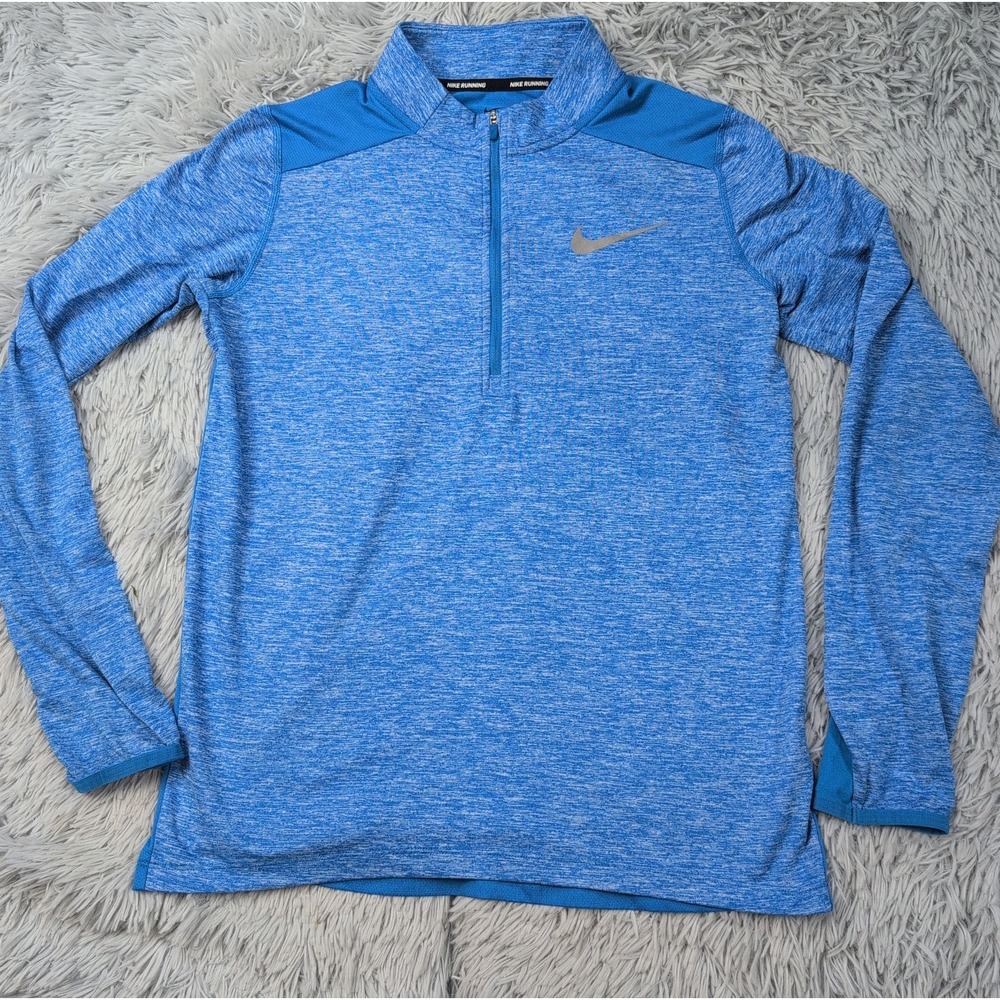 Nike Sweatshirt Womens XL Blue Running Swoosh Athletic Half Zip Dri Fit